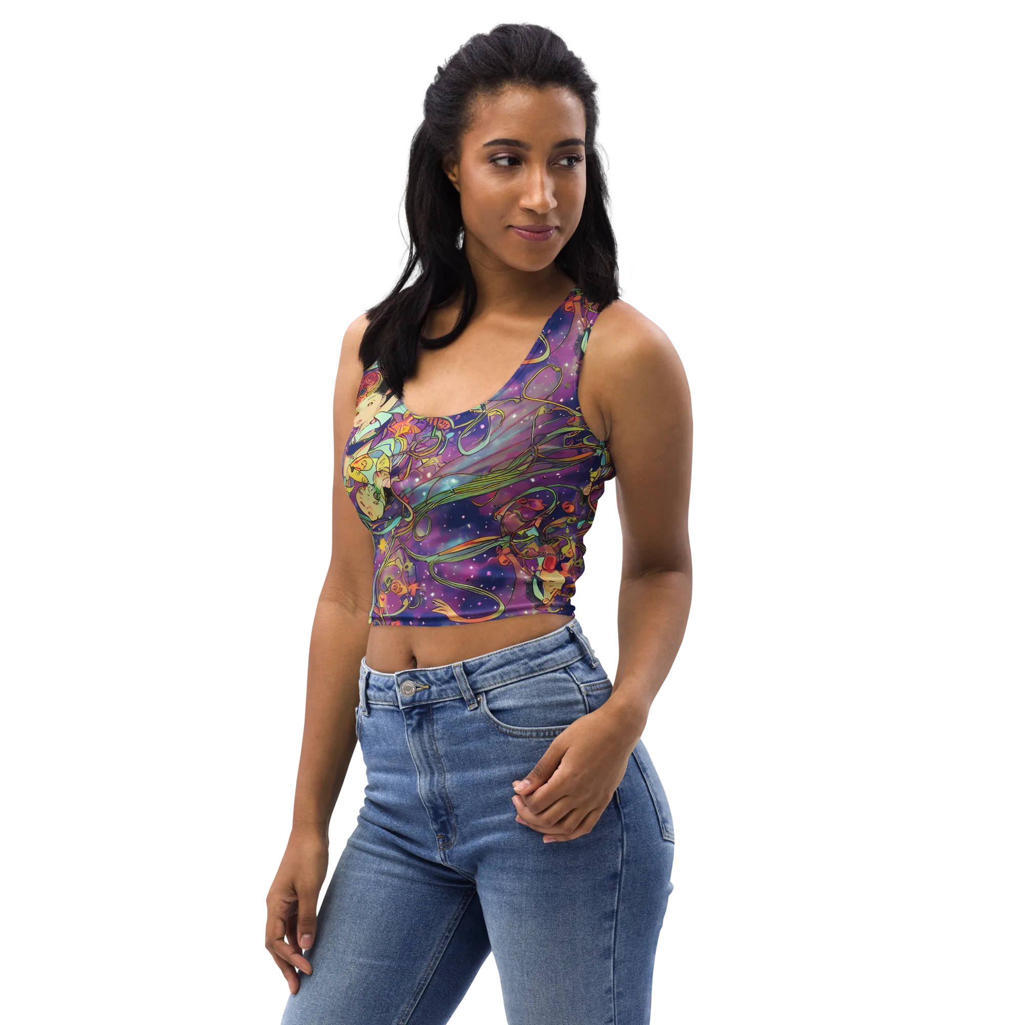 Spiral of Stardust on Crop Top — Left Front