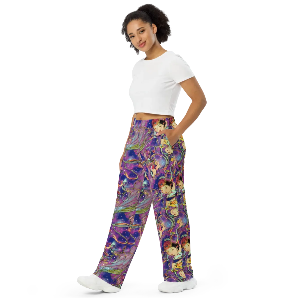 Spiral of Stardust on Wide-Leg Pants — Left Front