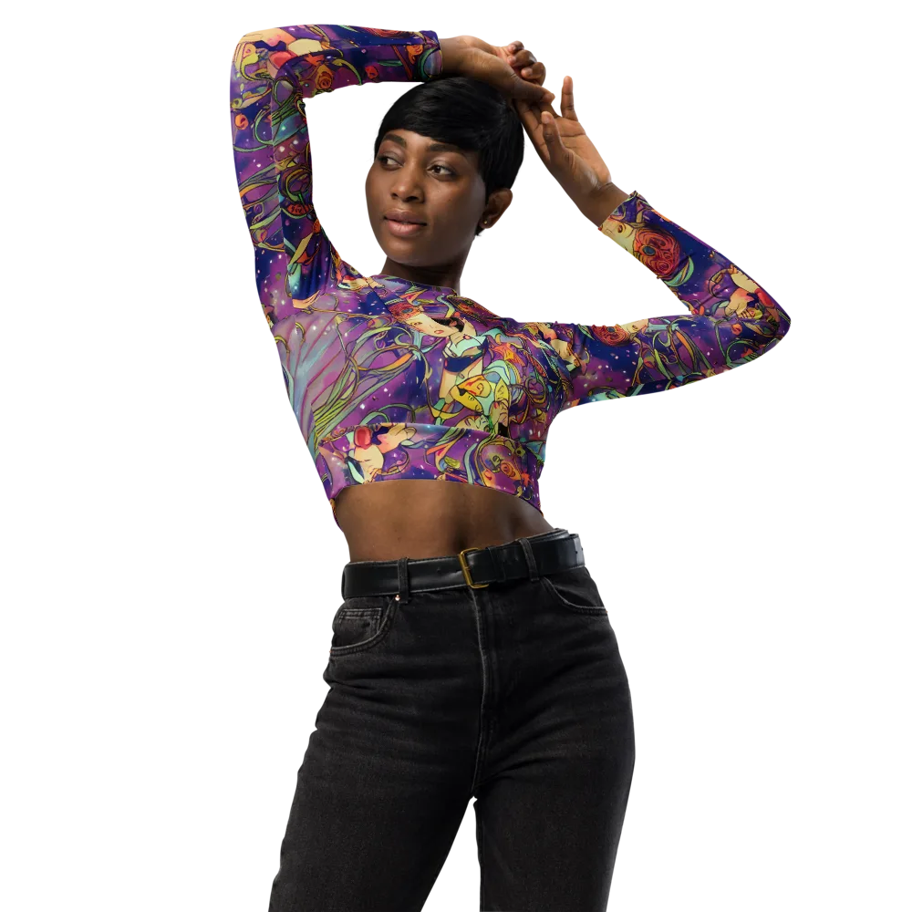 Spiral of Stardust on Long Sleeve Crop Top — Front