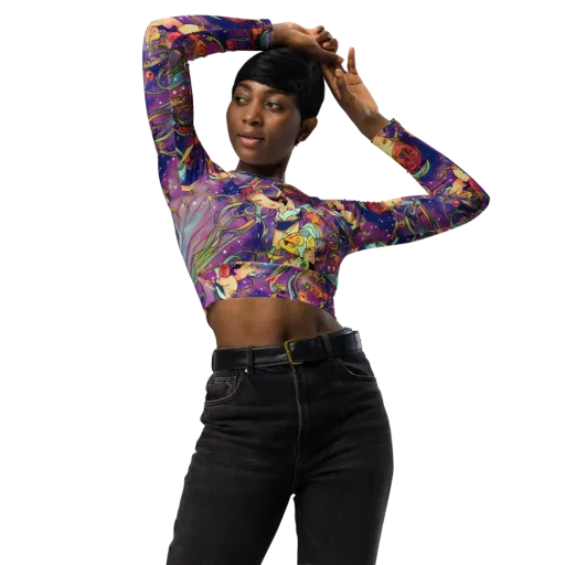 Spiral of Stardust on a Long Sleeve Crop Top
