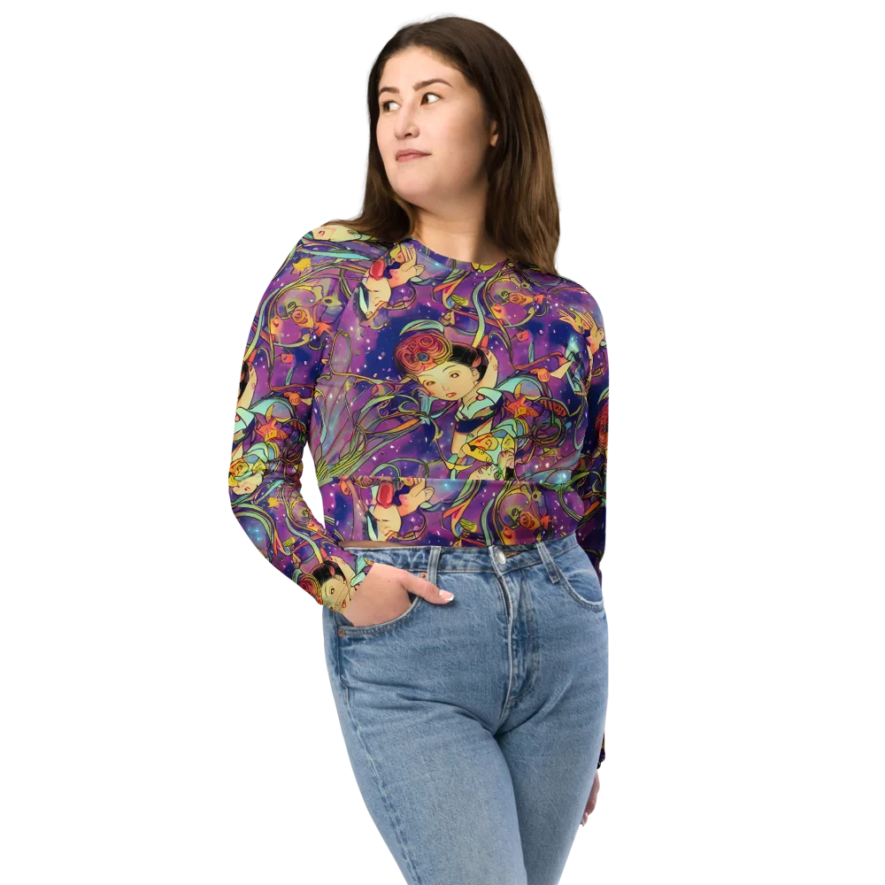 Spiral of Stardust on Long Sleeve Crop Top — Front