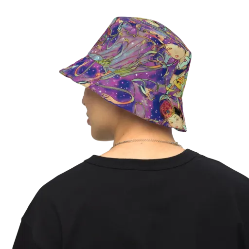 Spiral of Stardust on a Reversible Bucket Hat