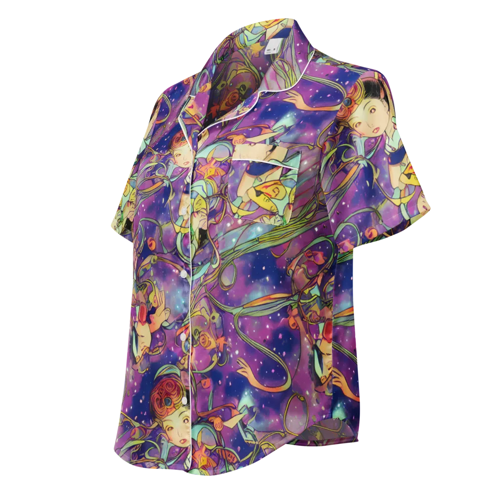 Spiral of Stardust on Women's Short Sleeve Pajama Top — Left Front