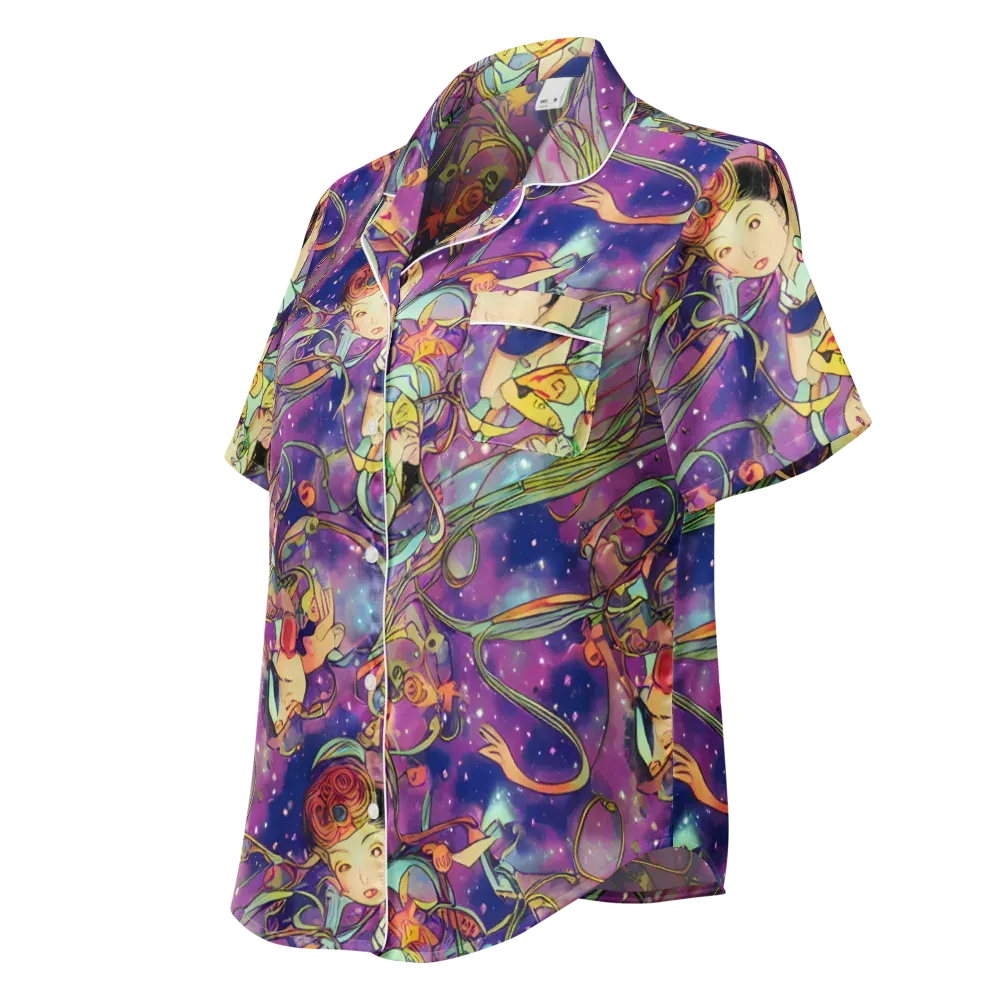 Spiral of Stardust on Women's Short Sleeve Pajama Top — Left Front