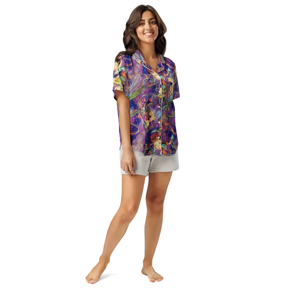 Spiral of Stardust on Women's Short Sleeve Pajama Top — Front