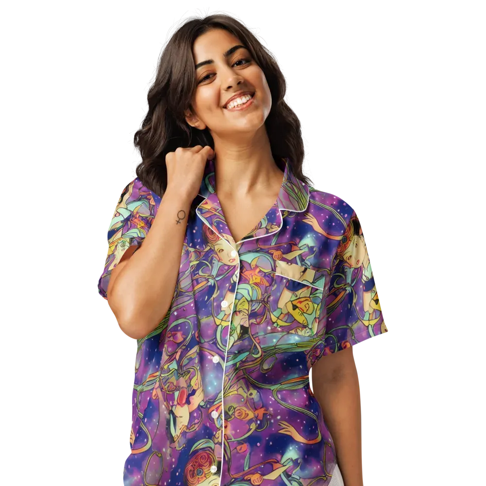 Spiral of Stardust on Women's Short Sleeve Pajama Top — Front