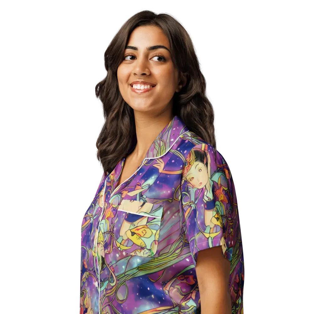Spiral of Stardust on Women's Short Sleeve Pajama Top — Left Front