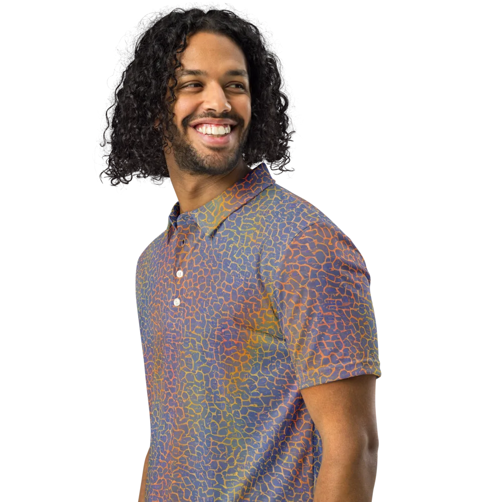 Martian Gridlock on Men's Slim Fit Polo Shirt — Left Front