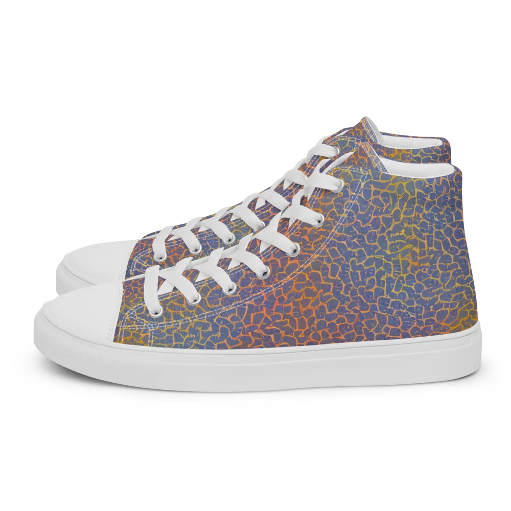 Martian Gridlock on Men's High Top Canvas Shoes — Left