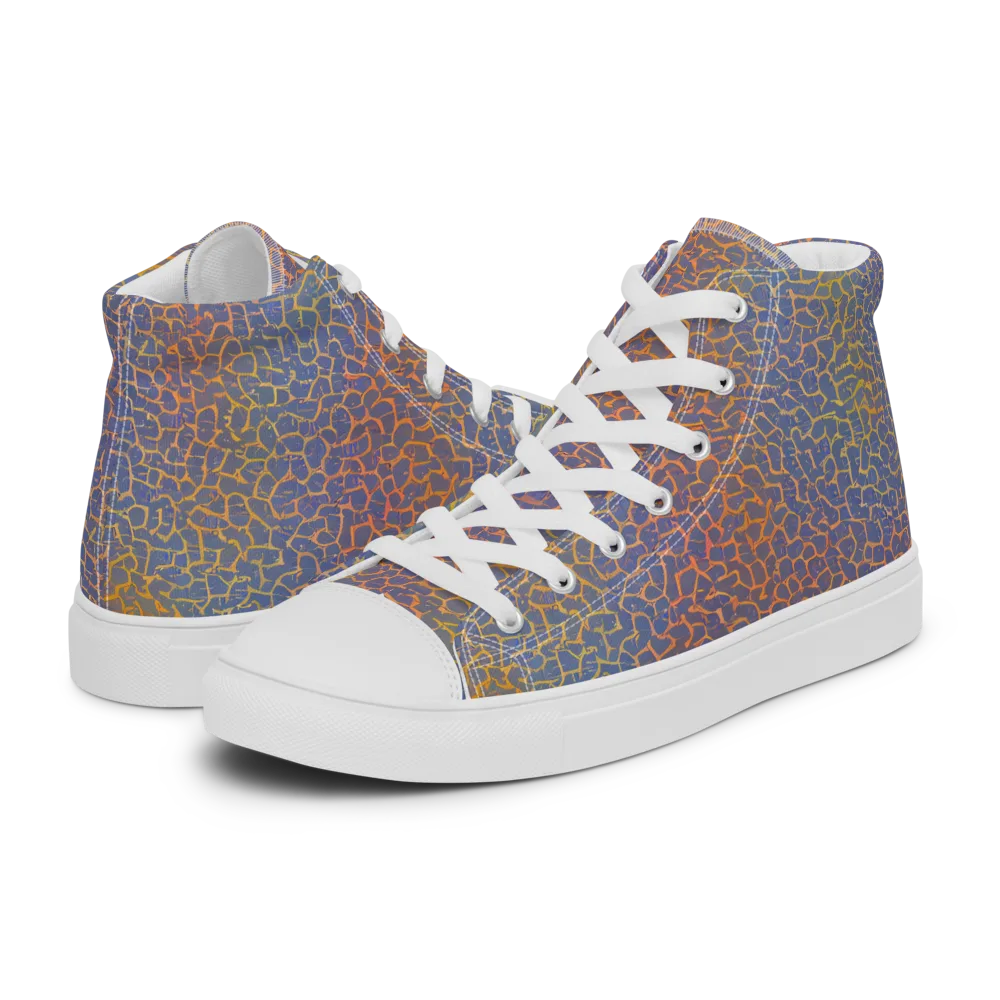 Martian Gridlock on Men's High Top Canvas Shoes — Left