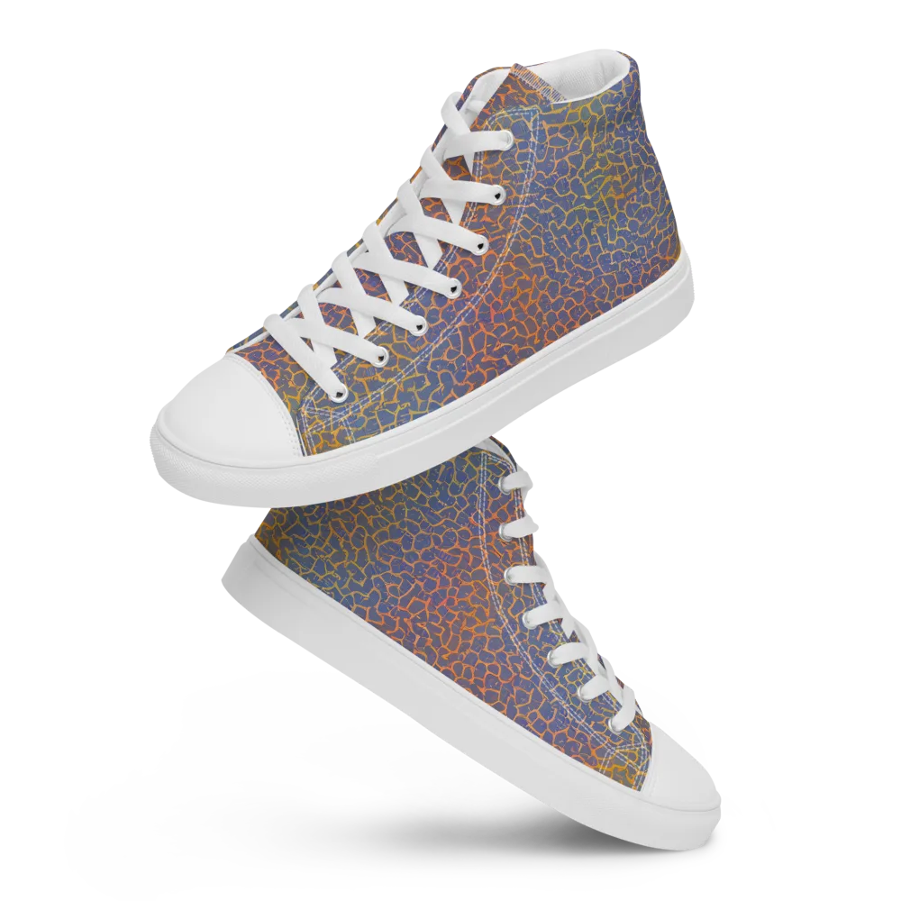 Martian Gridlock on Men's High Top Canvas Shoes — Front