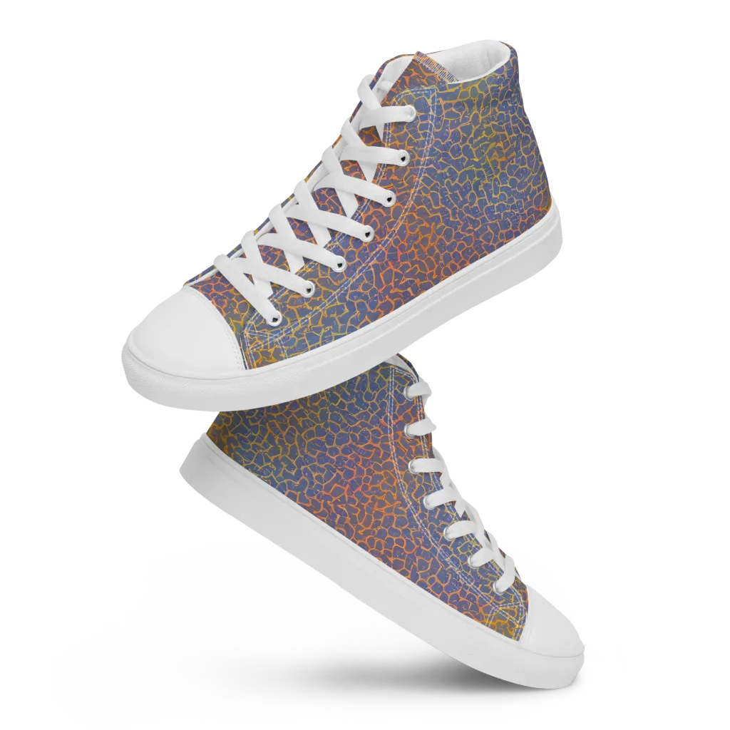 Martian Gridlock on Women's High Top Canvas Shoes — Front