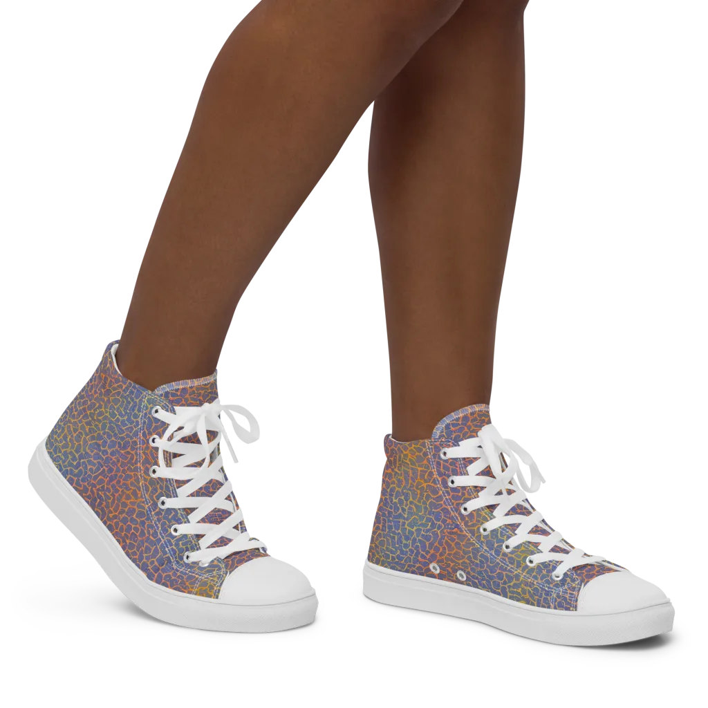 Martian Gridlock on Women's High Top Canvas Shoes — Right