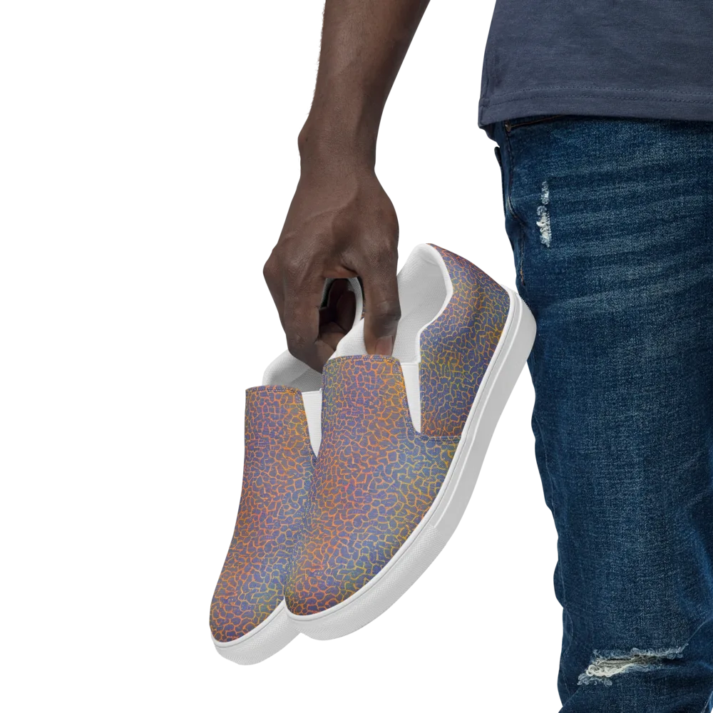 Martian Gridlock on Men's Slip-On Canvas Shoes — Left Front