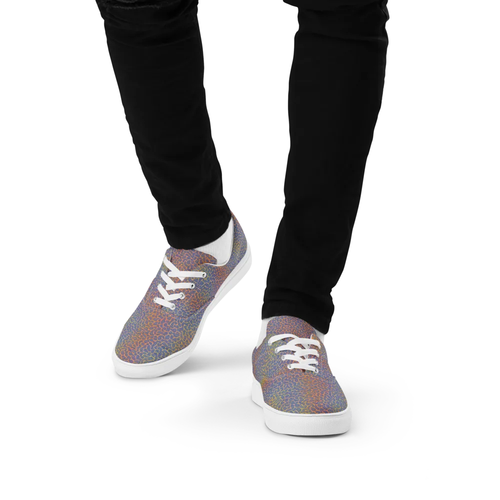 Martian Gridlock on Men's Lace-Up Canvas Shoes — Front