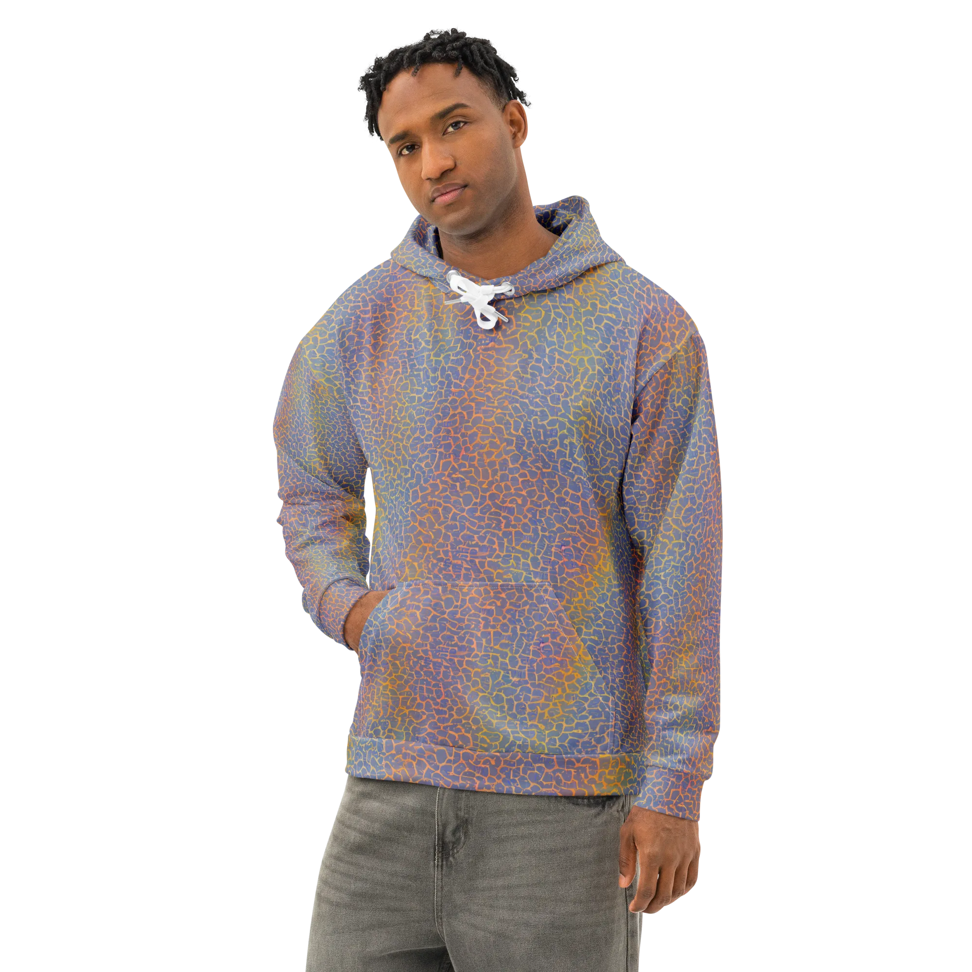 Martian Gridlock on Cotton Hoodie — Left Front