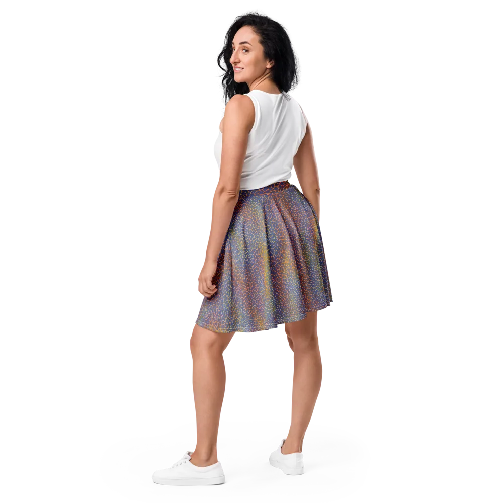 Martian Gridlock on Skater Skirt — Back