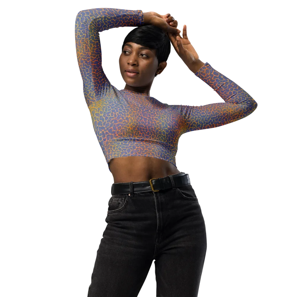 Martian Gridlock on Long Sleeve Crop Top — Front