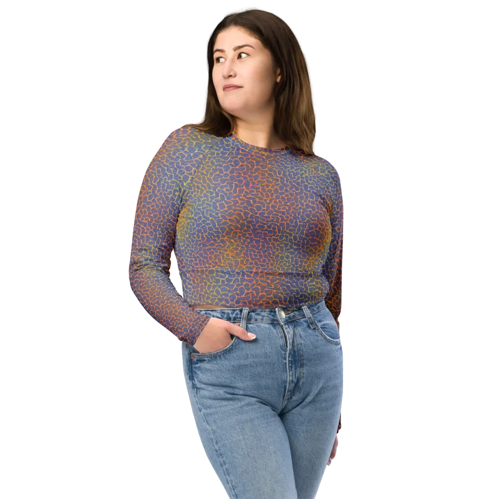 Martian Gridlock on Long Sleeve Crop Top — Front