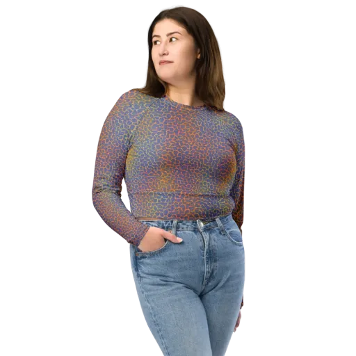 Martian Gridlock on a Long Sleeve Crop Top