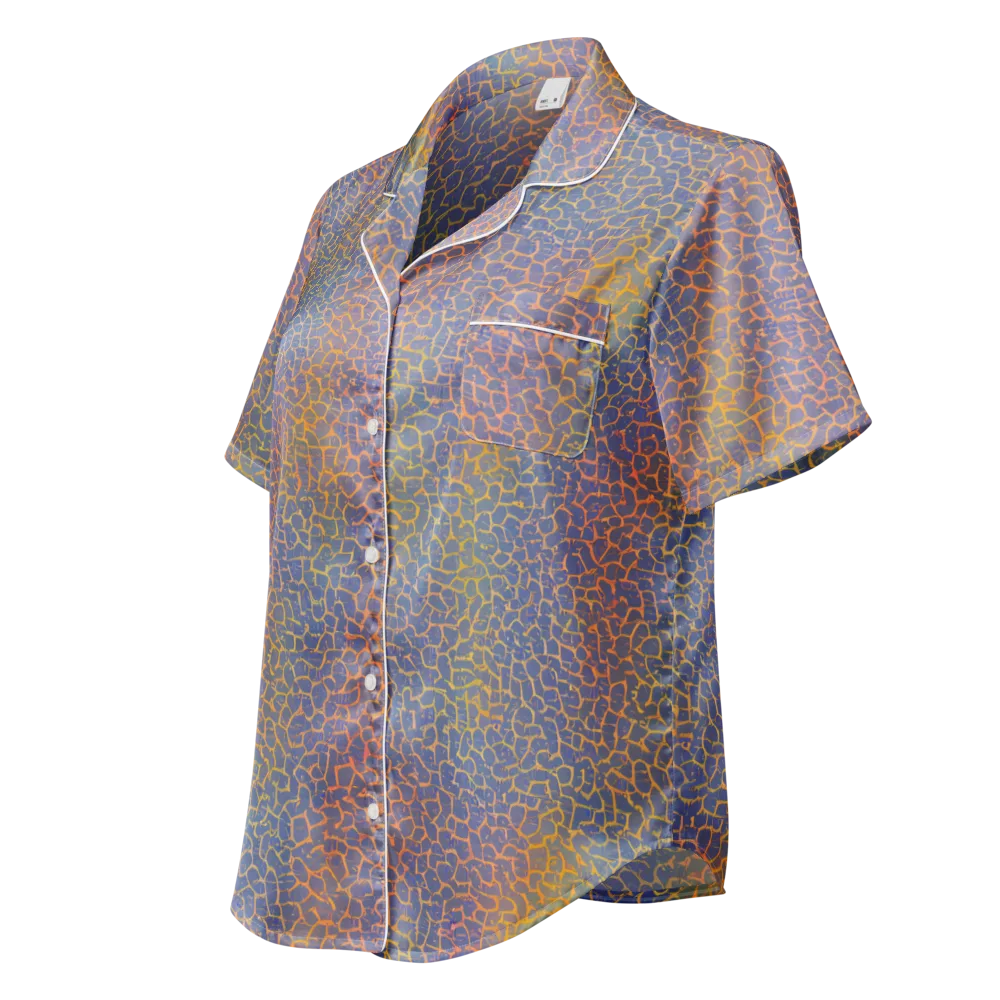 Martian Gridlock on Women's Short Sleeve Pajama Top — Left Front