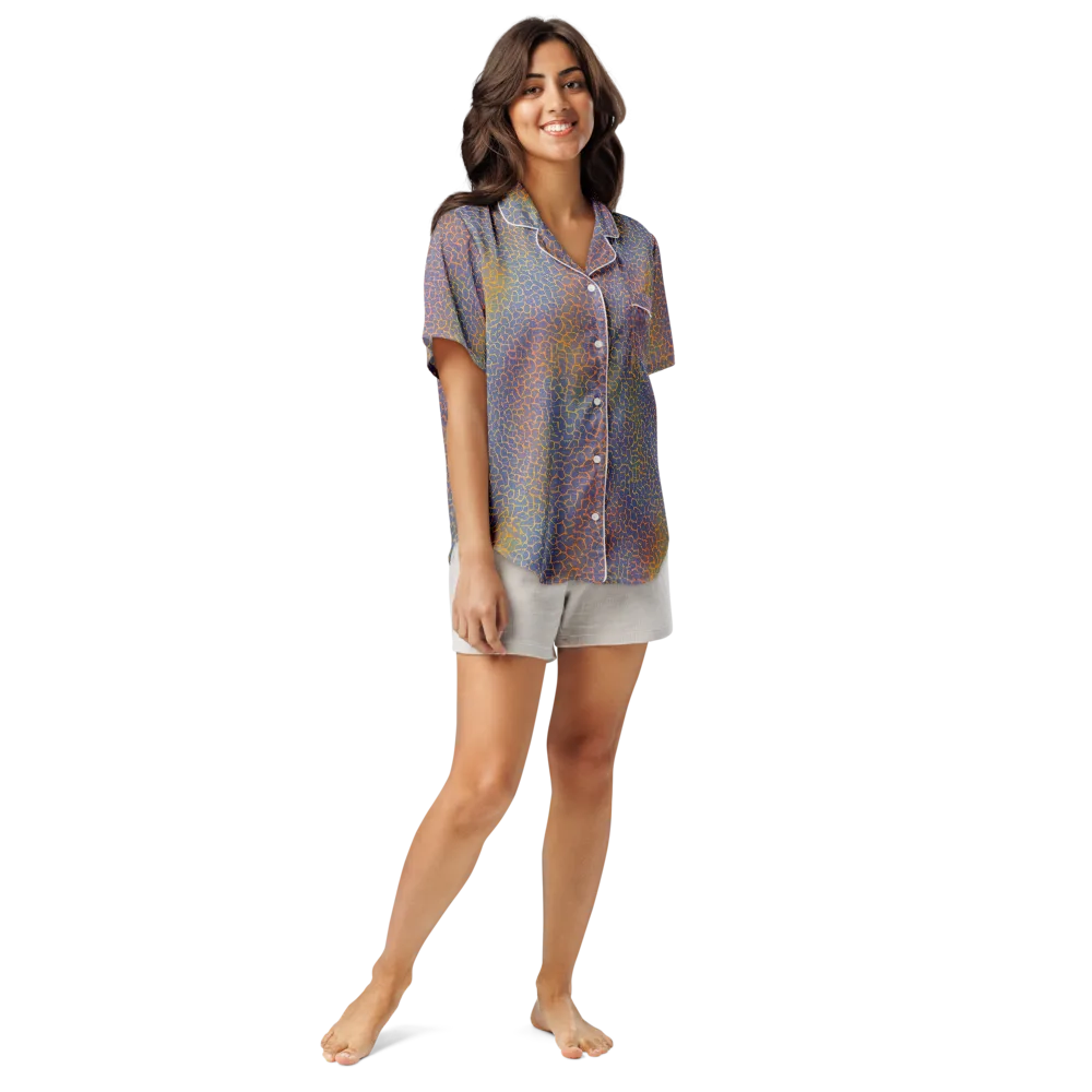 Martian Gridlock on Women's Short Sleeve Pajama Top — Front