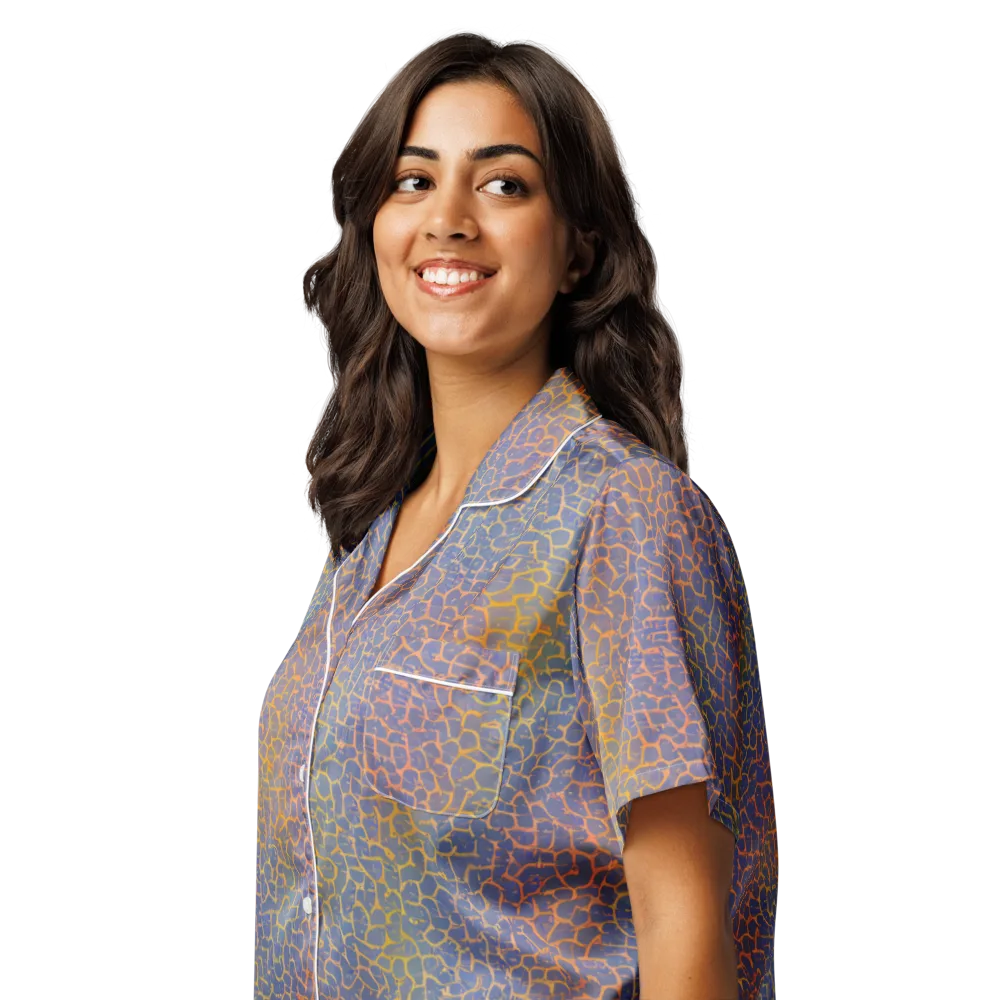 Martian Gridlock on Women's Short Sleeve Pajama Top — Left Front