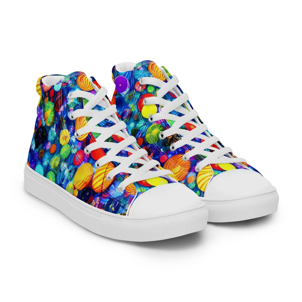 Chroma Dazzle on Men's High Top Canvas Shoes — Right Front