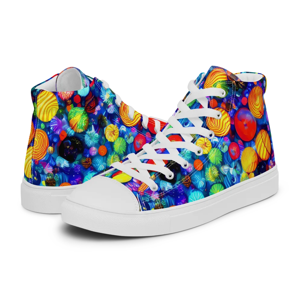 Chroma Dazzle on Men's High Top Canvas Shoes — Left