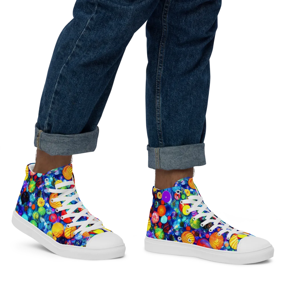 Chroma Dazzle on Men's High Top Canvas Shoes — Right