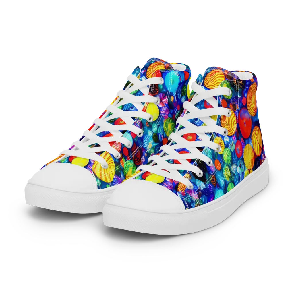 Chroma Dazzle on Women's High Top Canvas Shoes — Left Front