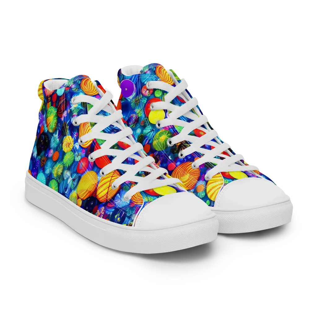 Chroma Dazzle on Women's High Top Canvas Shoes — Right Front