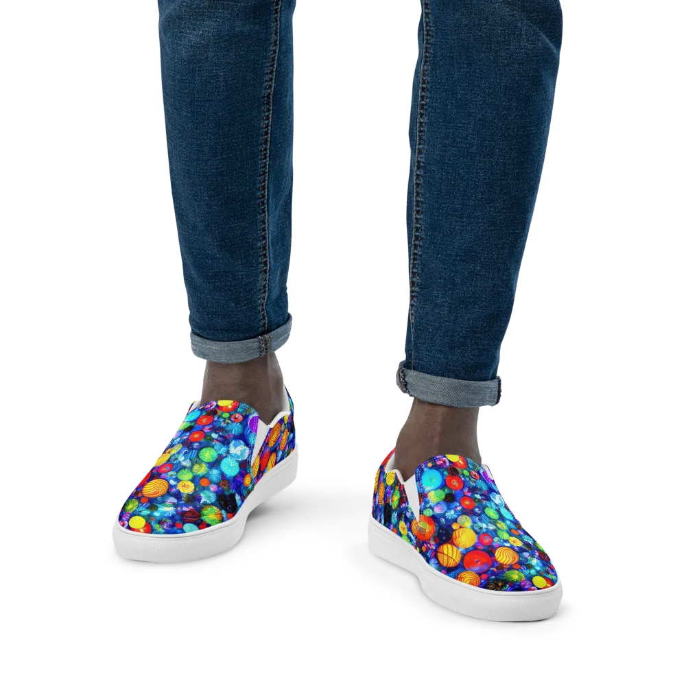 Chroma Dazzle on Men's Slip-On Canvas Shoes — Front