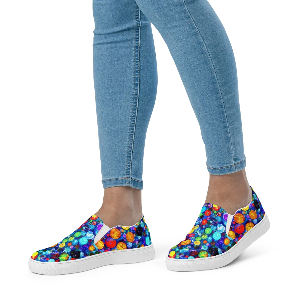 Chroma Dazzle on Women's Slip-On Canvas Shoes — Front