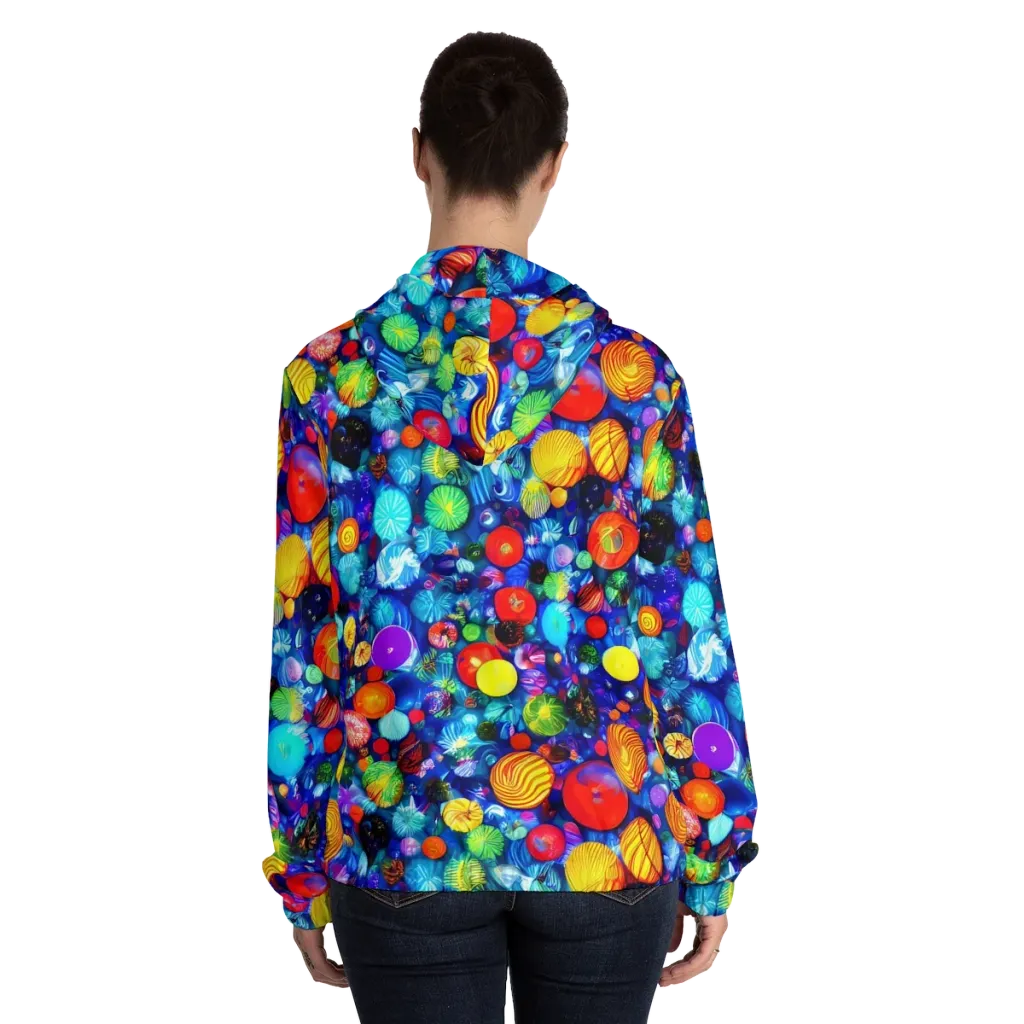 Chroma Dazzle on Women's Full-Zip Hoodie — Back On Person