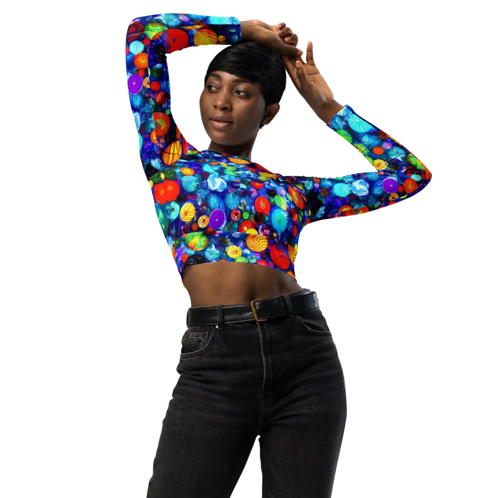 Chroma Dazzle on Long Sleeve Crop Top — Front