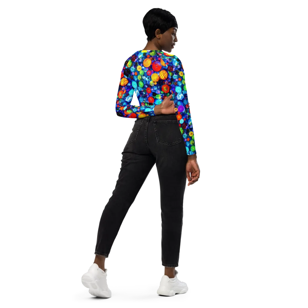 Chroma Dazzle on Long Sleeve Crop Top — Right Back