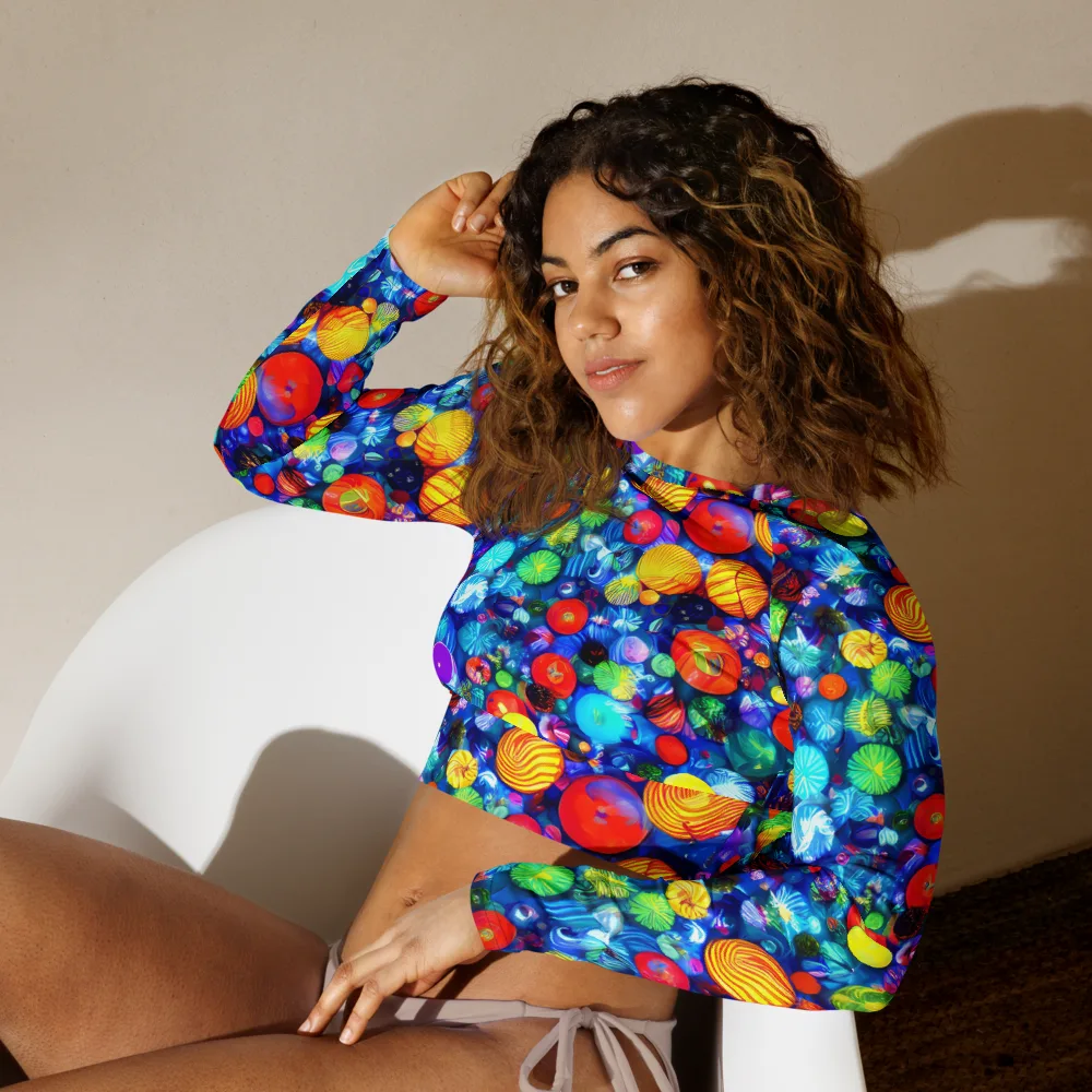 Chroma Dazzle on Long Sleeve Crop Top — Left Front