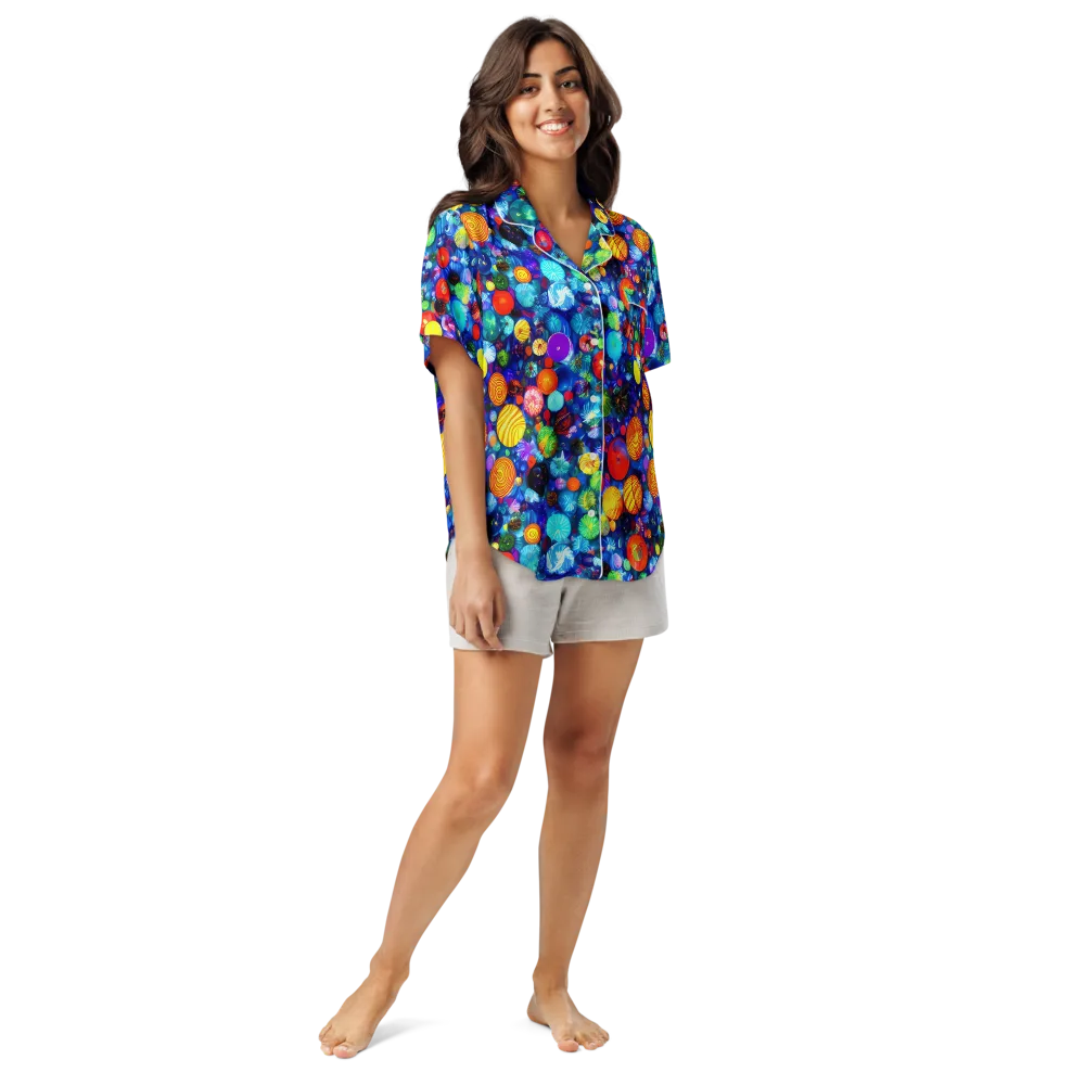 Chroma Dazzle on Women's Short Sleeve Pajama Top — Front