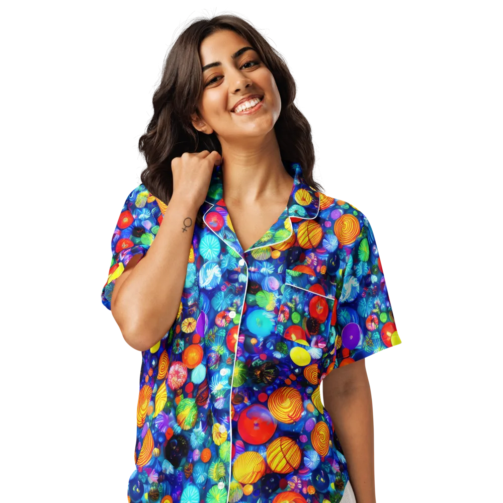 Chroma Dazzle on Women's Short Sleeve Pajama Top — Front