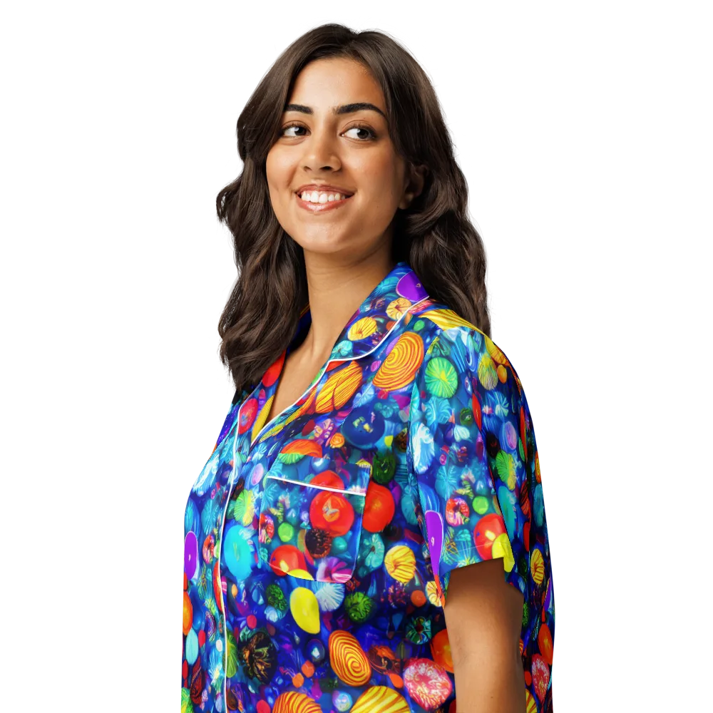Chroma Dazzle on Women's Short Sleeve Pajama Top — Left Front