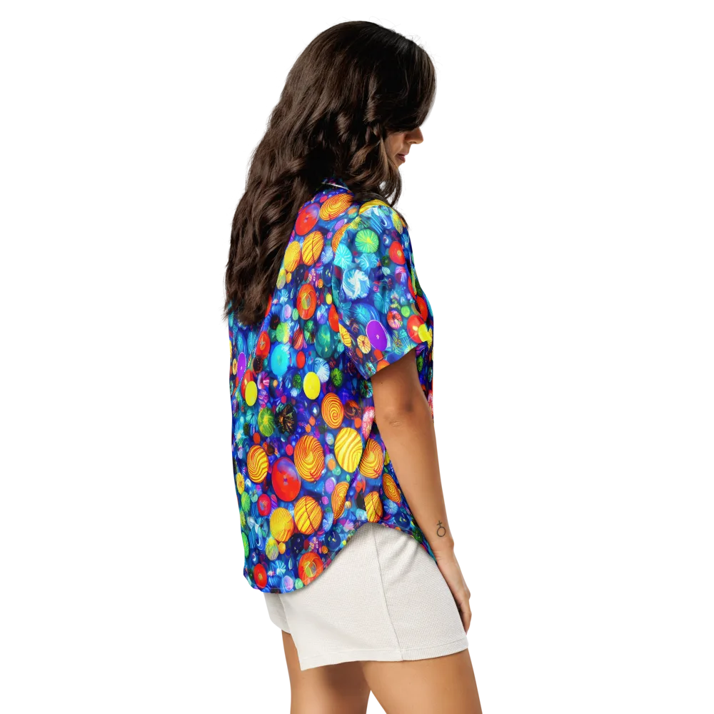 Chroma Dazzle on Women's Short Sleeve Pajama Top — Right Back