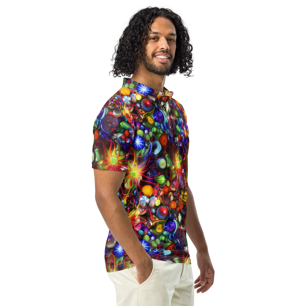 Euphoric Sphere on Men's Slim Fit Polo Shirt — Right Front