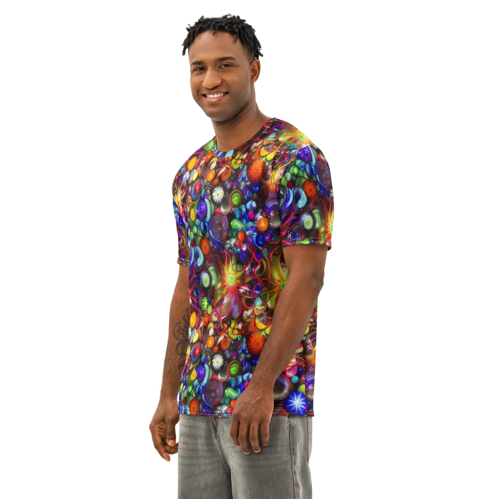 Euphoric Sphere on Men's Cotton Crew Neck T-Shirt — Left Front