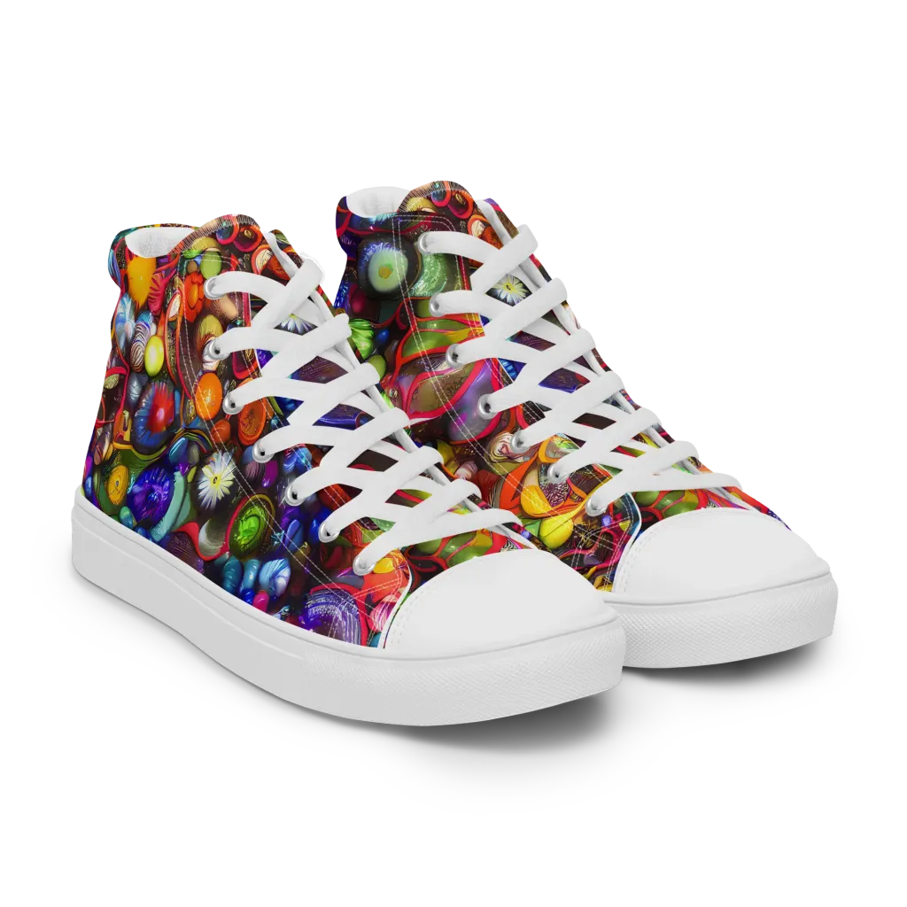 Euphoric Sphere on Men's High Top Canvas Shoes — Right Front