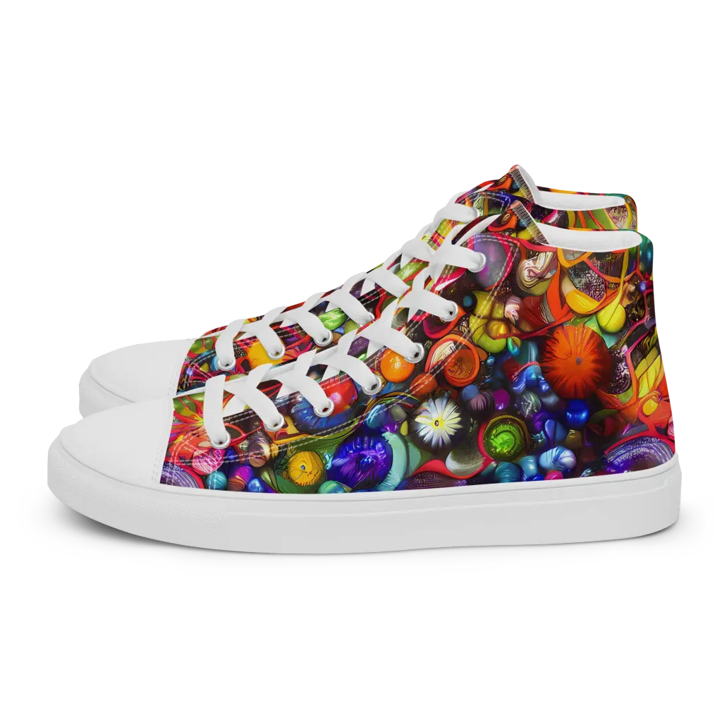 Euphoric Sphere on Men's High Top Canvas Shoes — Left