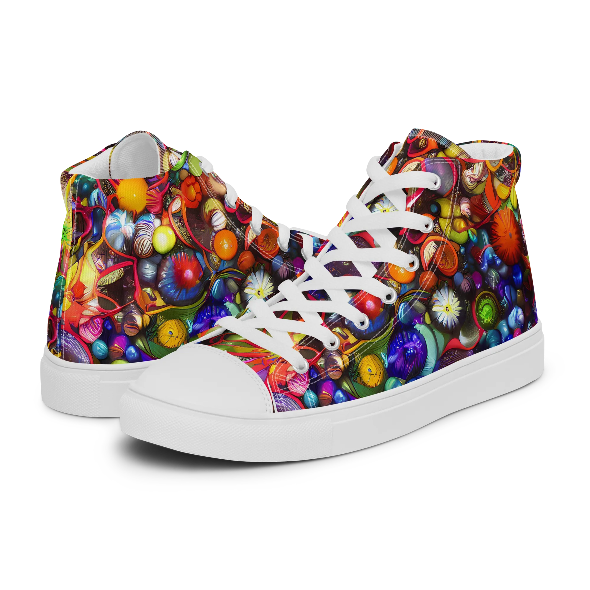 Euphoric Sphere on Men's High Top Canvas Shoes — Left