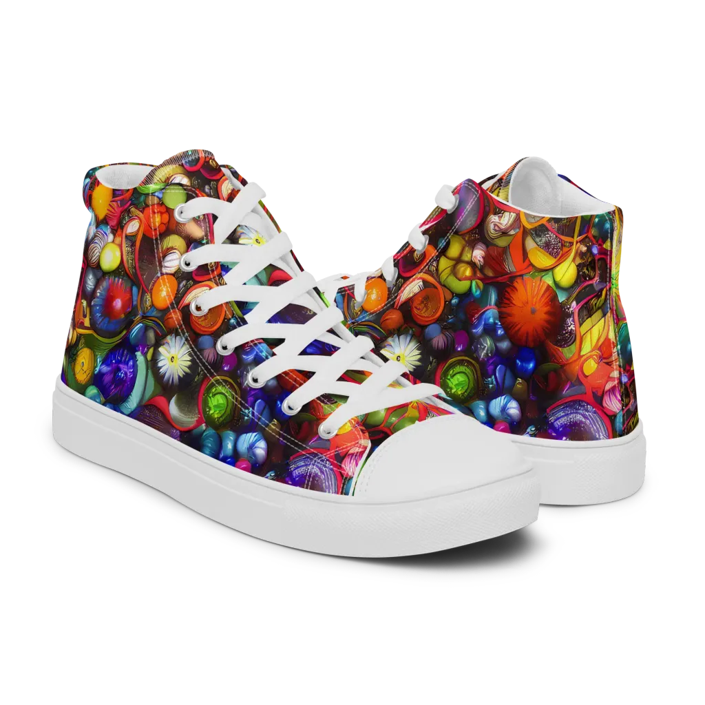 Euphoric Sphere on Men's High Top Canvas Shoes — Right