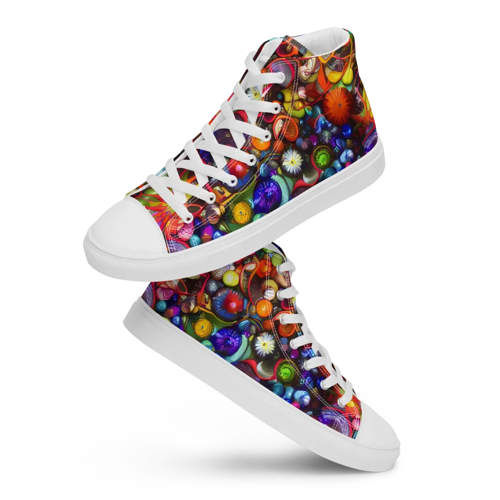 Euphoric Sphere on Men's High Top Canvas Shoes — Front