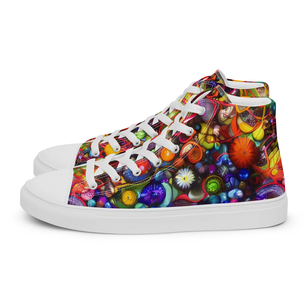 Euphoric Sphere on Women's High Top Canvas Shoes — Left